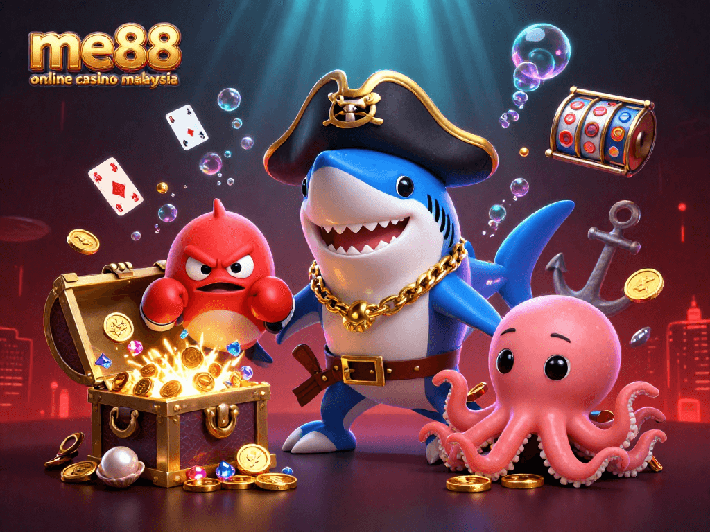 Experience excitement at me88 online casino malaysia with vibrant underwater characters and dynamic gaming elements.