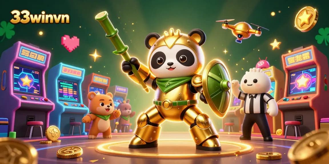 Experience thrilling gameplay at 33winvn, featuring vibrant 3D characters and casino elements.