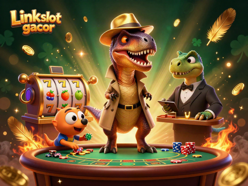 Engage with the Link slot gacor scene of a velociraptor card counter and dynamic casino elements.
