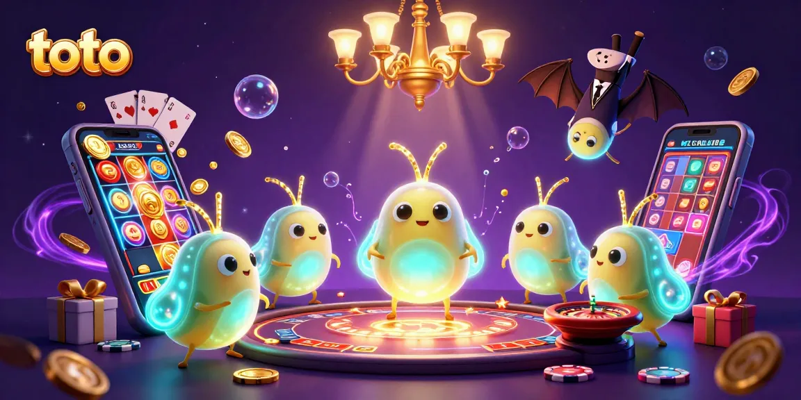 Toto-themed casino scene with glowworms and a bat dealer lighting up the gaming table