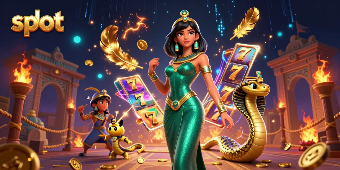 Spin the slot reels with enticing symbols in a vibrant casino-themed scene