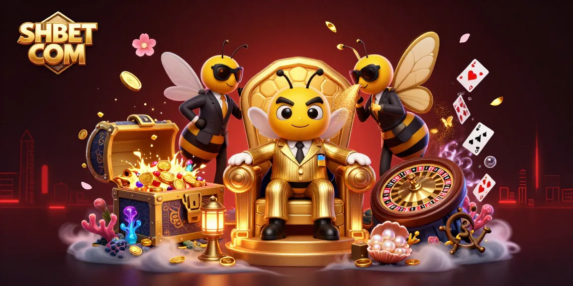 Experience winning strategies at SHBET COM with a vibrant casino scene featuring a bumblebee mob boss.