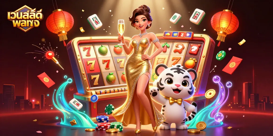 Experience เว็บสล็อตตรง excitement with a glamorous casino scene featuring a winning streak.
