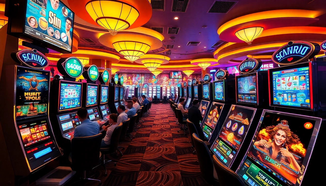 Experience exciting gameplay at https://l567.tech/ with lively slot machines and players enjoying their time.