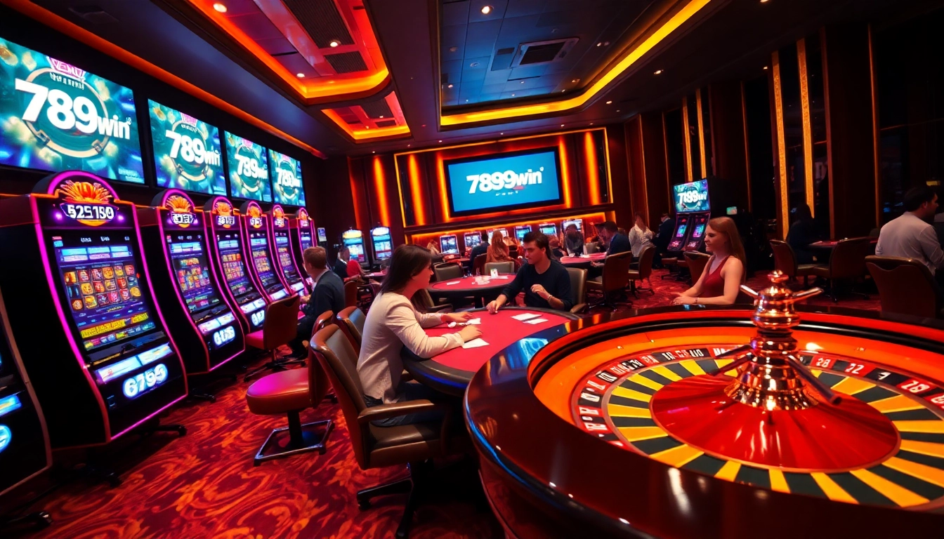 Players celebrating their wins at 789win casino, surrounded by vibrant gaming options and excitement.