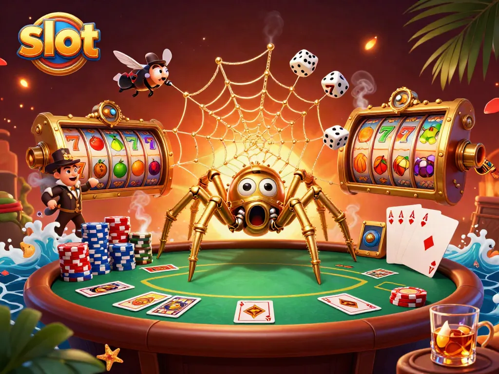 Mengguncang slot dengan makhluk steampunk dan dadu sial dalam ilustrasi 3D menakjubkan.