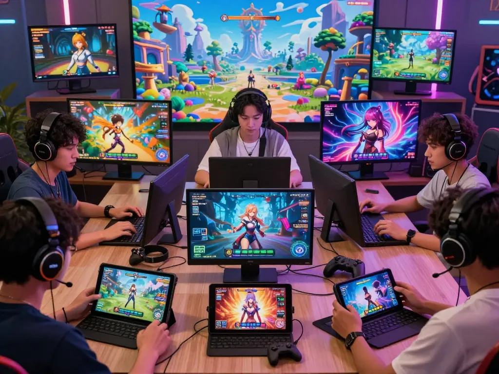 Players enjoying engaging porngames on mobile devices in a vibrant digital landscape.