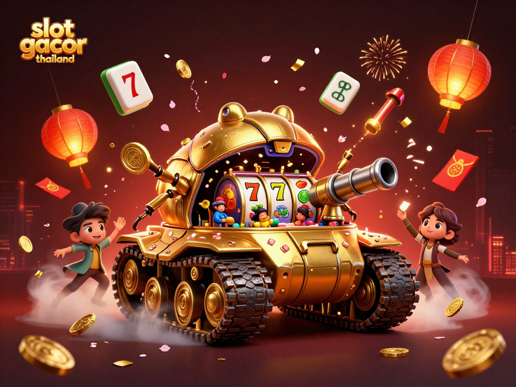 Experience slot gacor thailand with vibrant slot reels and an engaging golden beetle tank scene.