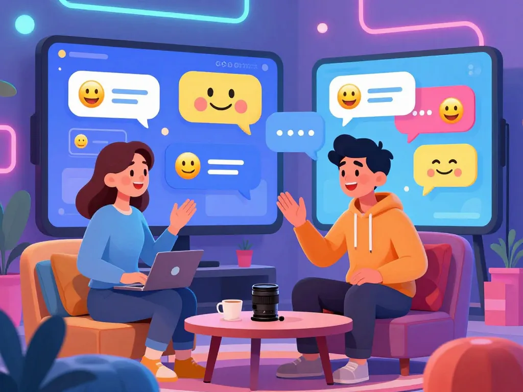 Engaging AI chat nsfw conversation with a vibrant animated character in a lively digital environment.