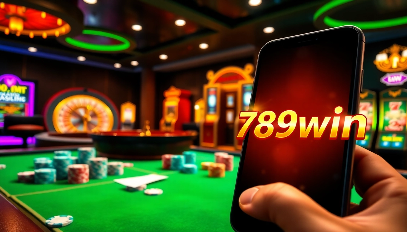 Experience thrilling gameplay at 789win with vibrant poker chips and an exciting casino atmosphere.