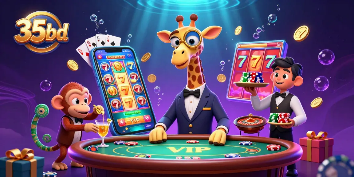 Engage with thrilling gambling excitement at 35bd showcasing a high-roller giraffe at a poker table.