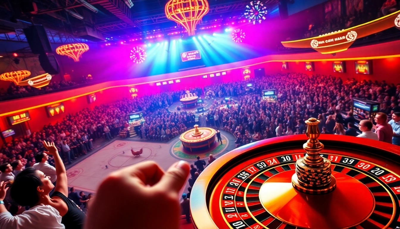 Engaging scene of Đá Gà BJ38 with high-stakes betting slips and excited gamblers in a luxurious casino atmosphere.