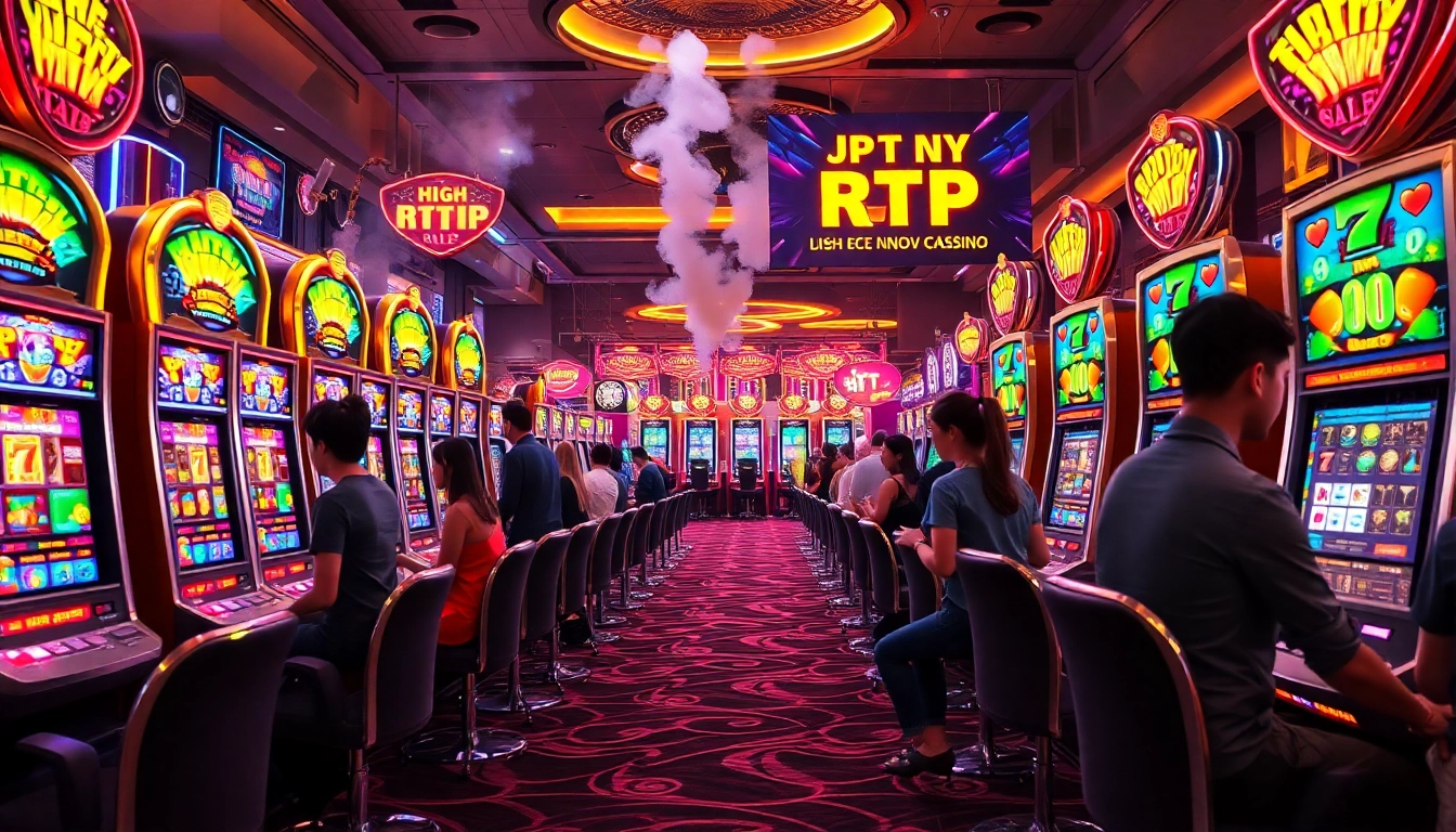 Players engaging with slot gacor machines in a vibrant casino ambiance.