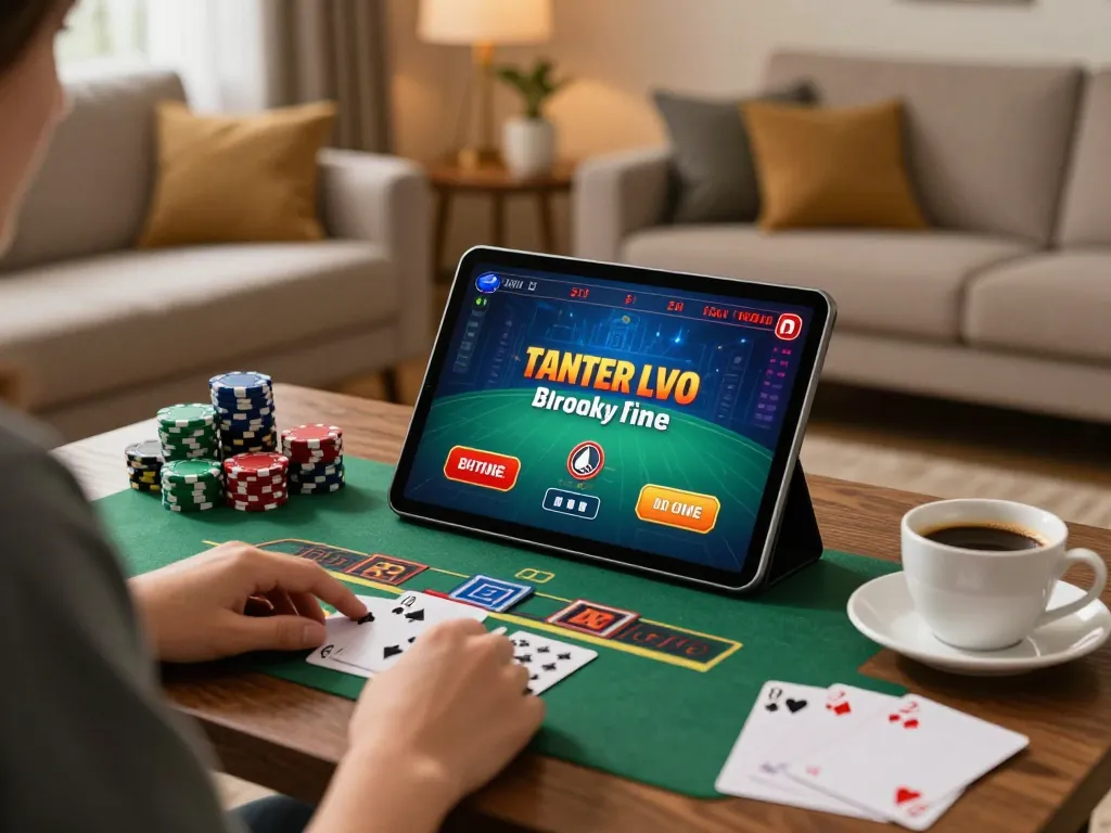 Player experiencing an exciting live dealer blackjack game on net88 in a cozy home setting with chips and cards visible.