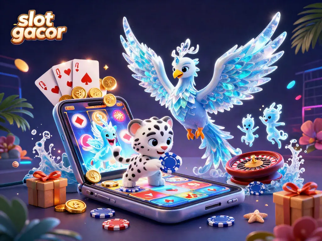Permainan slot gacor menghadirkan phoenix es dan beruang salju yang bersenang-senang dengan chip poker.