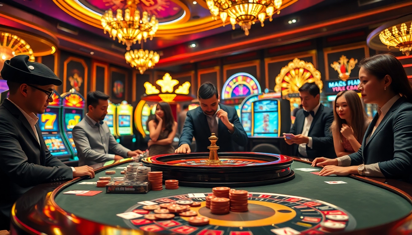 Engaging scene of players strategizing at a casino table, embodying winning strategies like Bí kíp NK88.
