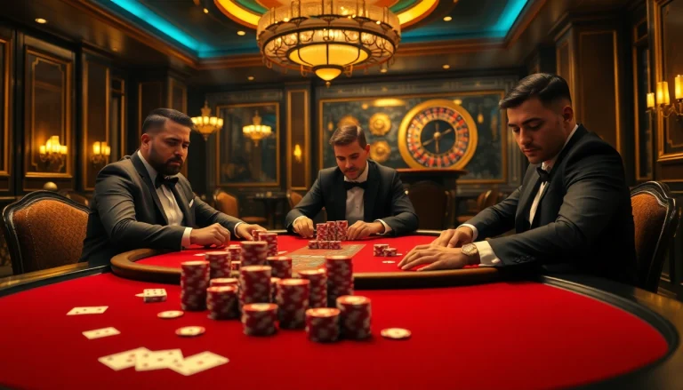 Experience the thrill of the OK8386 casino with elite players at a high-stakes poker table.