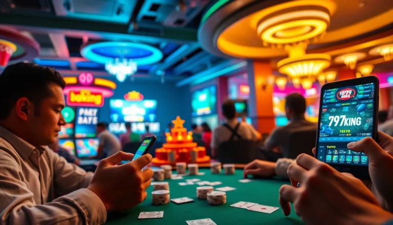 Engagierte Spieler, die verschiedene Spiele auf der Online-Wettplattform 79king genießen, und dabei Aufregung und Luxus zeigen.