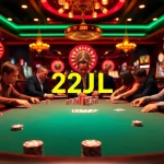 Experience the thrill of casino games at 22JL with players enjoying poker and roulette action.