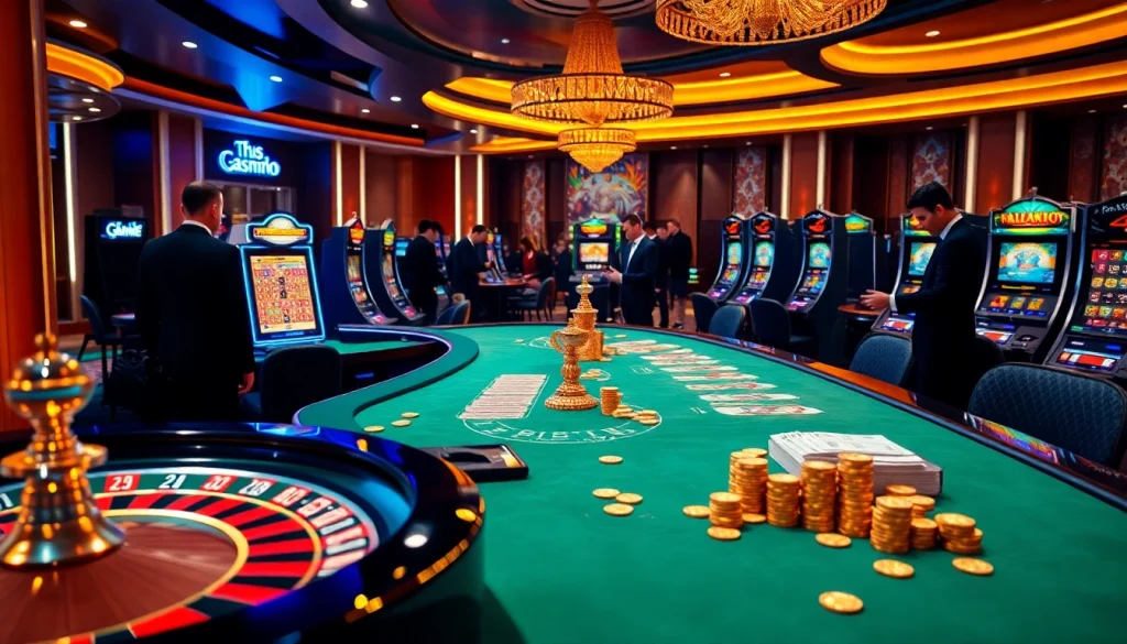 Experience birutoto with vibrant casino excitement, featuring roulette and poker tables.