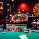 Engage in thrilling online gaming experiences with https://new88bet.us/ showcasing vibrant casino tables and digital interfaces.