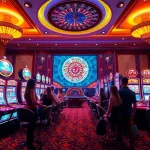 Engaging gamblers at a 슬롯사이트 with vibrant slot machines and luxurious casino ambiance.