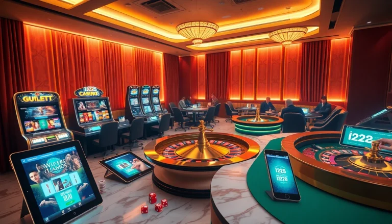 Players engaging with thrilling games at https://www.i828b.com/ Casino, showcasing excitement and luxury.