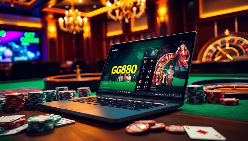Engaging GG88COM BET gamblers with vibrant casino elements and modern online gaming.