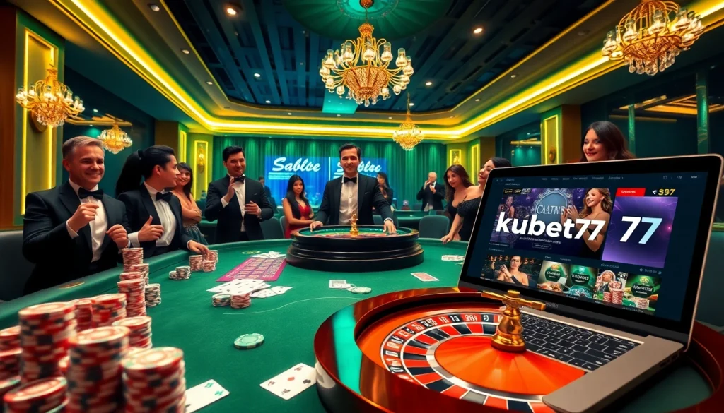 Experience the excitement of kubet77 with dynamic gaming action at a luxurious casino table.