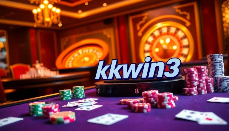 Exciting casino scene with vibrant elements showcasing kkwin 03 for thrilling gambling experiences.