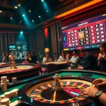 Engaged players betting with kèo nhà cái at a luxurious casino table surrounded by excitement.