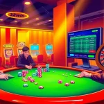 Players enjoying a thrilling poker game at 32win's luxurious casino table.