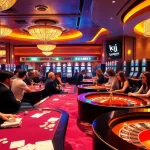 KJC casino gaming area with vibrant tables, excited players, and luxurious ambiance for gamblers.