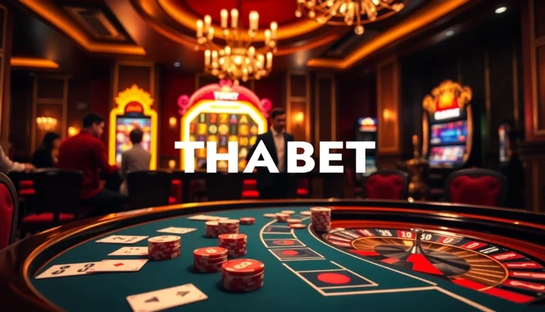 Experience THABET's exciting casino atmosphere with high-stakes poker, roulette, and luxurious gaming visuals.