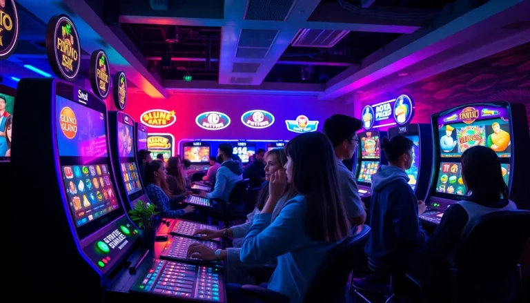 Exciting online gaming scene with hoki138 slot machines and vibrant visual elements