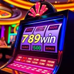 Players enjoying a thrilling gaming experience on the luxurious 789win slot machine at a vibrant casino scene.