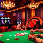KJC players enjoying a thrilling game at an elegant casino table with vibrant poker chips.