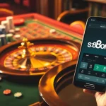 Experience thrilling action at s8.com with immersive casino elements including chips, cards, and roulette.