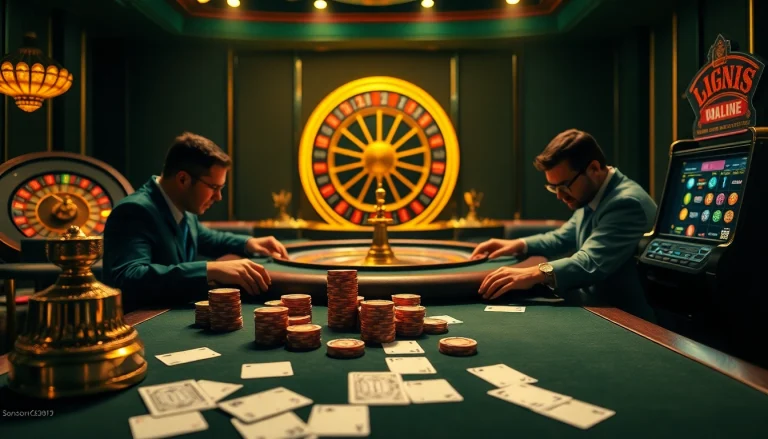 Experience high-stakes poker action at OK365, showcasing thrilling casino gameplay and professional atmosphere.