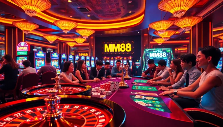 Experience the thrilling gameplay at MM88, showcasing vibrant tables and exciting slot machines.