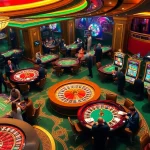Enjoying a thrilling poker game at 32win casino with vibrant atmosphere and professional gaming tables.