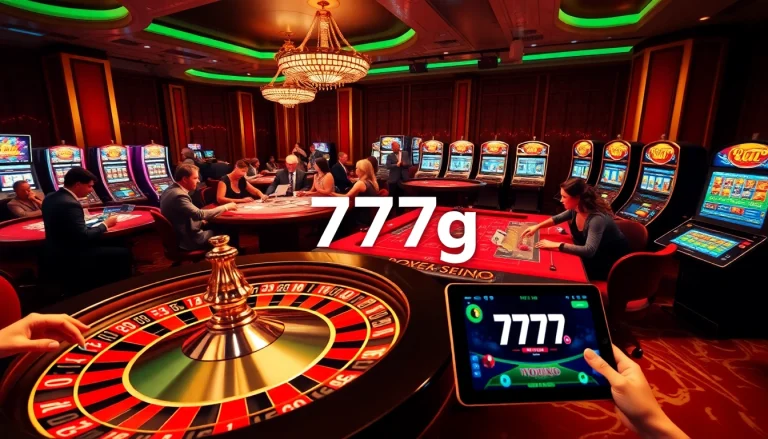 Experience thrilling gameplay with 777g Download in a vibrant casino atmosphere featuring engaging tables and machines.