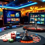 Engage in thrilling games at https://mm88.bar/ with vibrant online casino visuals of poker and roulette.