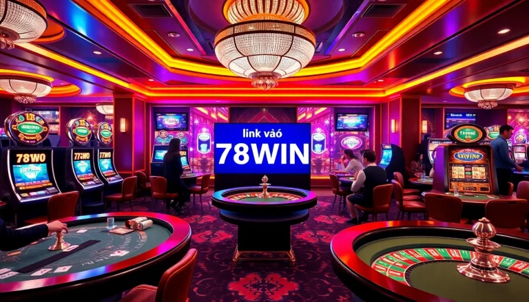Engaging view of online gambling excitement at link vào 78WIN with vibrant casino elements.