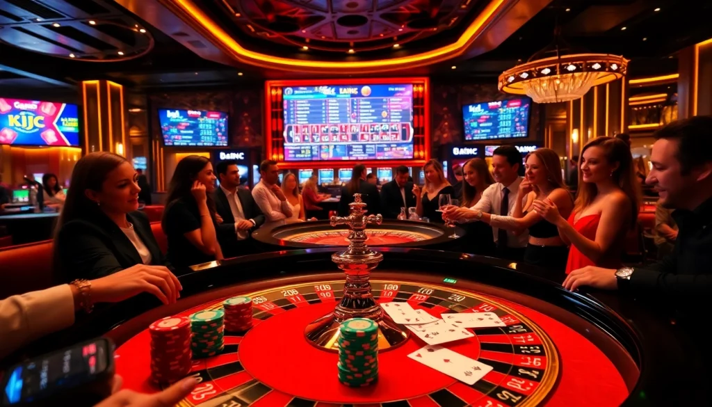 Players immersed in an intense KJC gaming experience at a luxurious roulette table