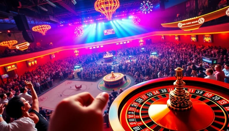 Engaging scene of Đá Gà BJ38 with high-stakes betting slips and excited gamblers in a luxurious casino atmosphere.