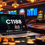 Experience the excitement of C168 online gambling with vibrant poker chips and roulette.