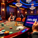 Engage in thrilling casino games at https://mm88.nl/ with vibrant tables, cards, and chips.