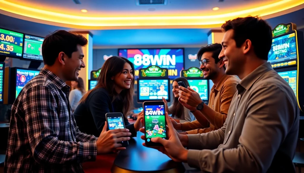 Engaged players enjoying the 84WIN gaming platform, showcasing interactive sports and casino experiences.