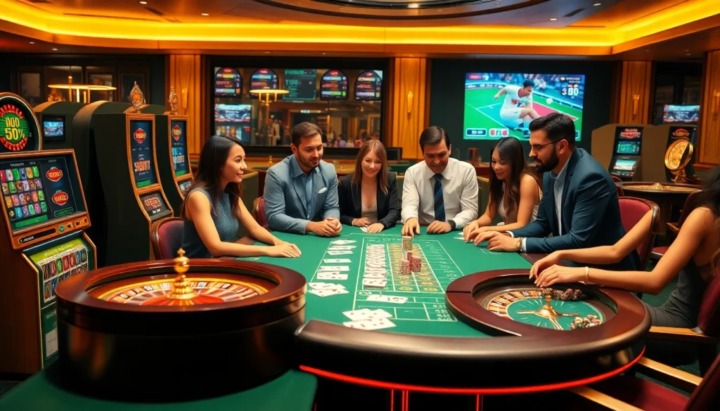 Experience live sports action with luong son tv in an exciting casino environment featuring roulette and poker.